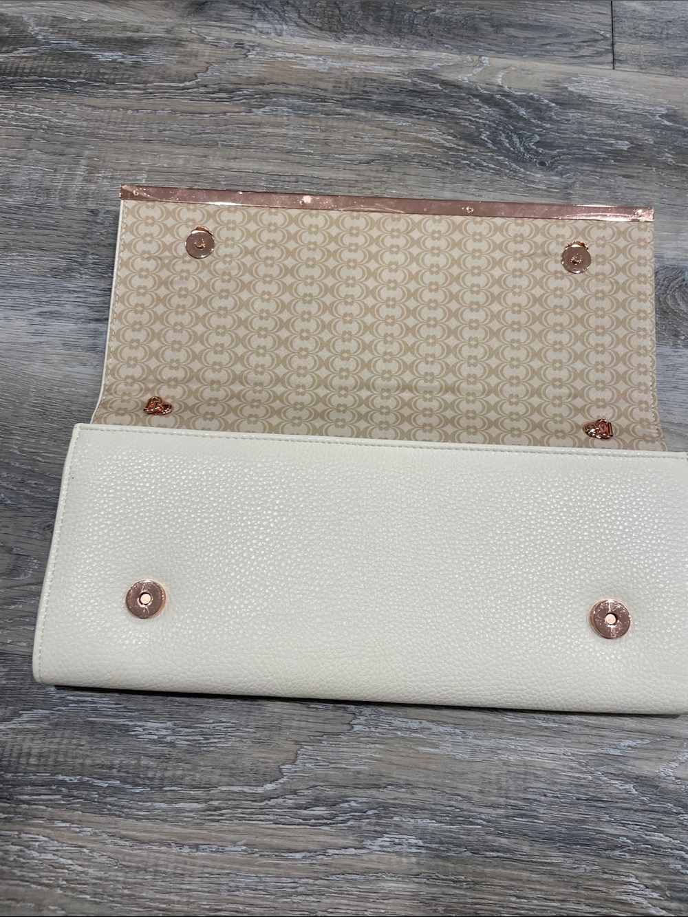 Charming Charlie Cream Clutch with Rose Gold Trim - Picture 4 of 4